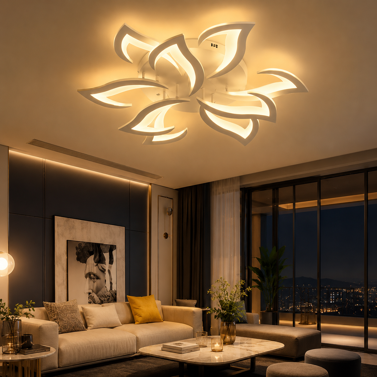 Modern Iron LED Ceiling Light with Floral Design | Solexa