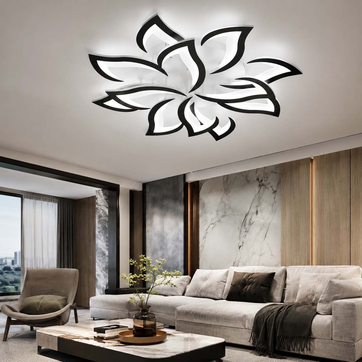 Modern Iron LED Ceiling Light with Floral Design | Solexa