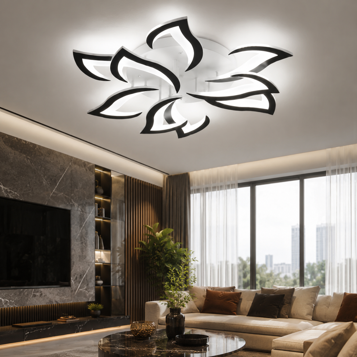 Modern Iron LED Ceiling Light with Floral Design | Solexa