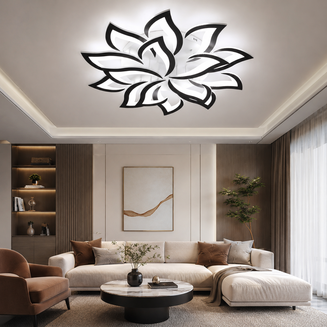 Modern Iron LED Ceiling Light with Floral Design | Solexa