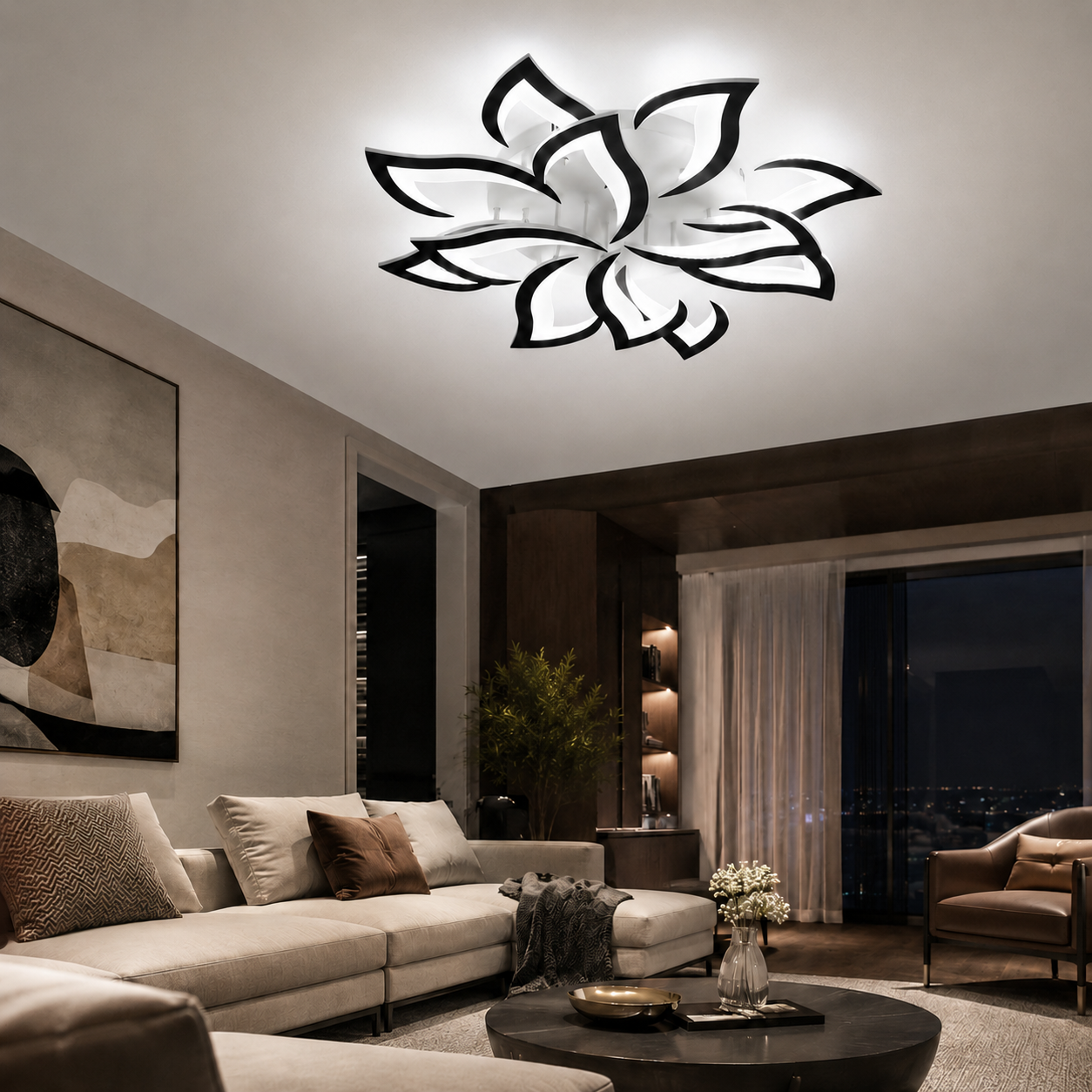 Modern Iron LED Ceiling Light with Floral Design | Solexa