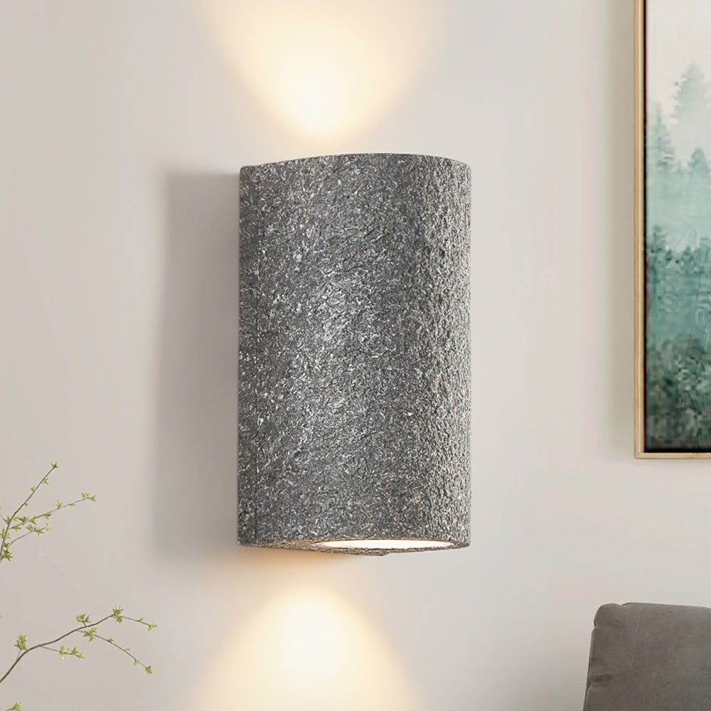 Modern LED Cylinder Stone Wall Sconce Wabi Sabi Style | Sovira