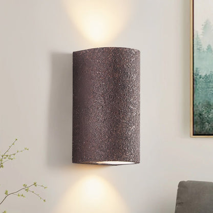 Modern LED Cylinder Stone Wall Sconce Wabi Sabi Style | Sovira