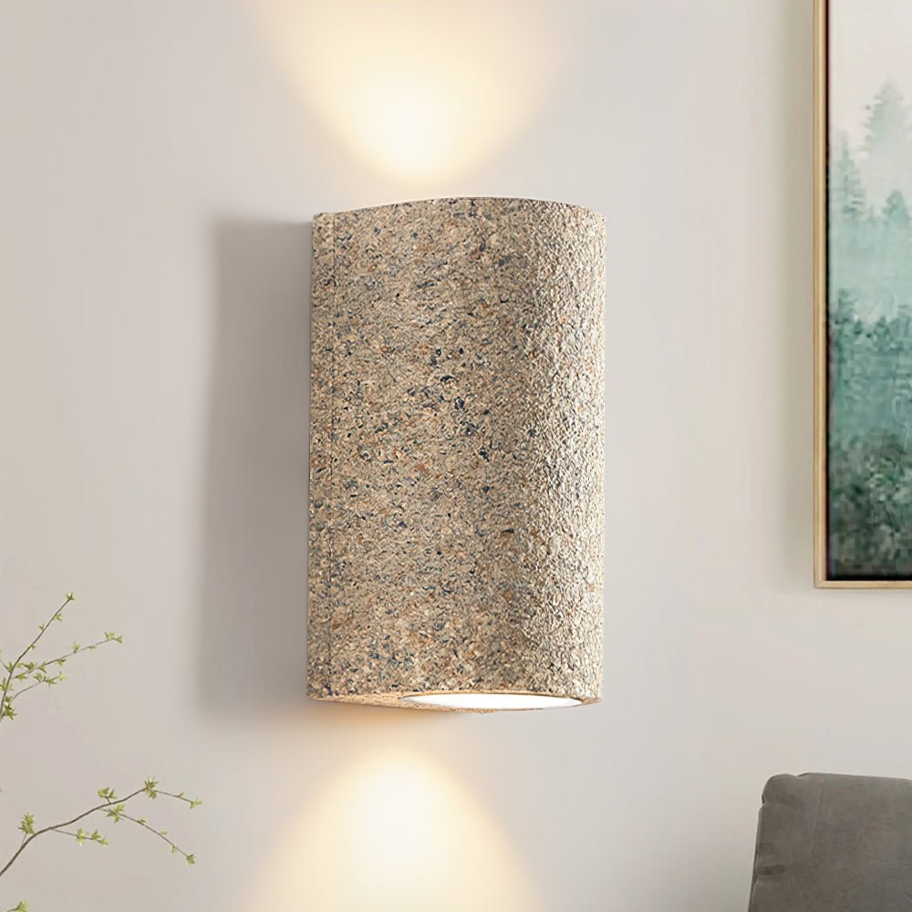 Modern LED Cylinder Stone Wall Sconce Wabi Sabi Style | Sovira