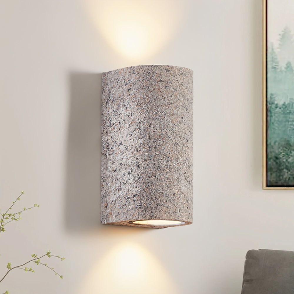 Modern LED Cylinder Stone Wall Sconce Wabi Sabi Style | Sovira