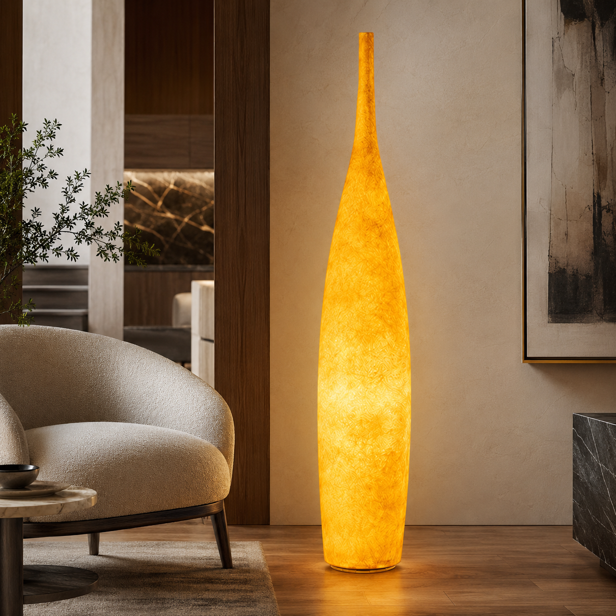 Modern LED Floor Lamp Resin Shade Ambient Indoor Light | Talorin