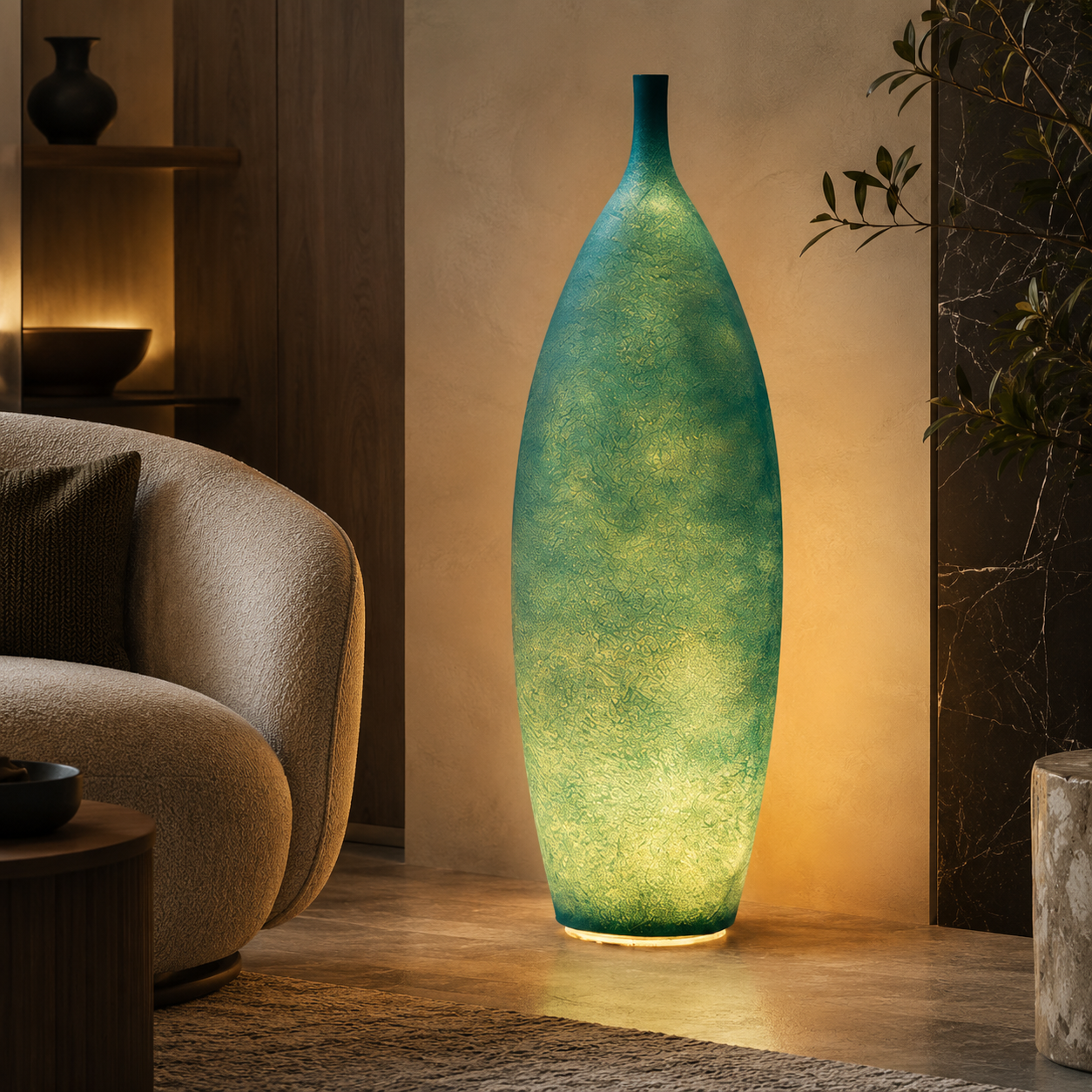 Modern LED Floor Lamp Resin Shade Ambient Indoor Light | Talorin