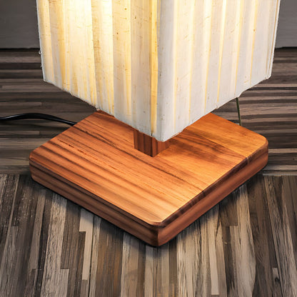 Modern LED Floor Lamp with Wood Column Fabric Shade | Calyron