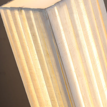 Modern LED Floor Lamp with Wood Column Fabric Shade | Calyron