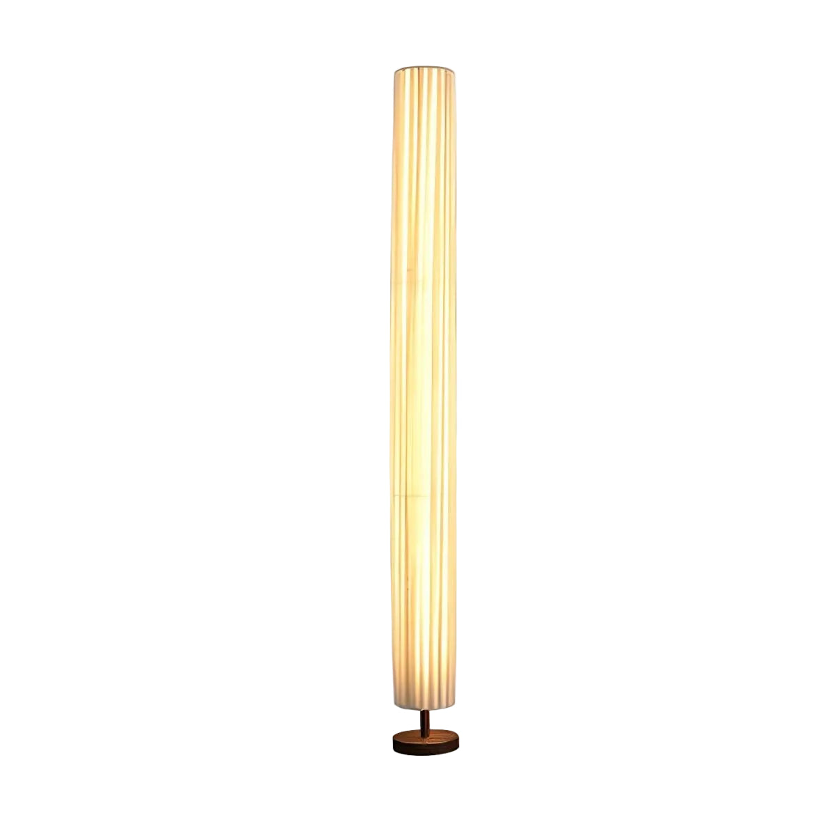 Modern LED Floor Lamp with Wood Column Fabric Shade | Calyron