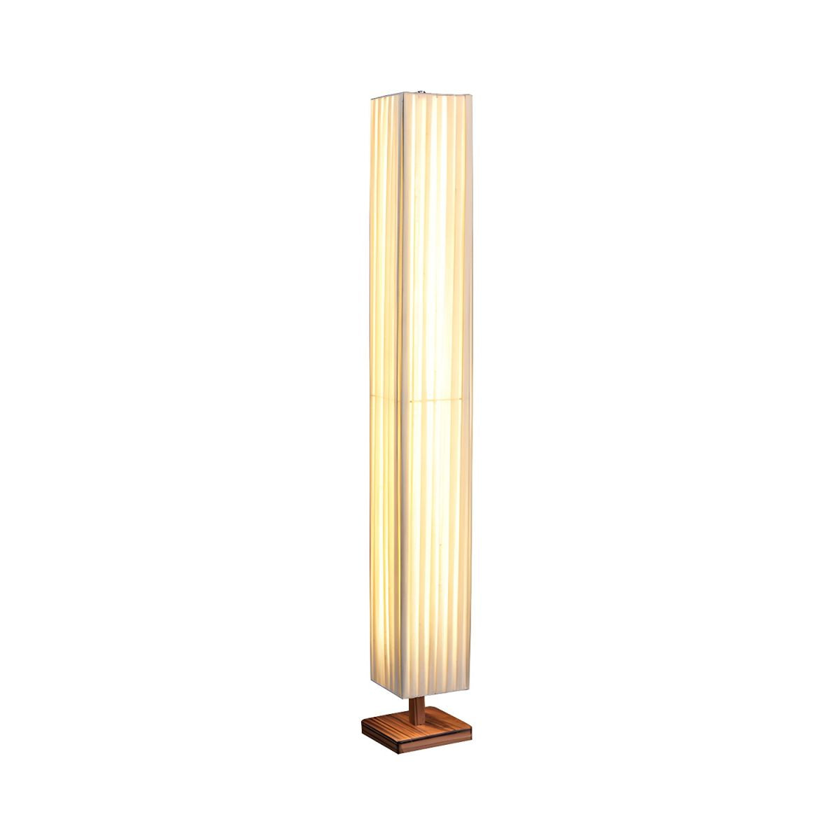 Modern LED Floor Lamp with Wood Column Fabric Shade | Calyron