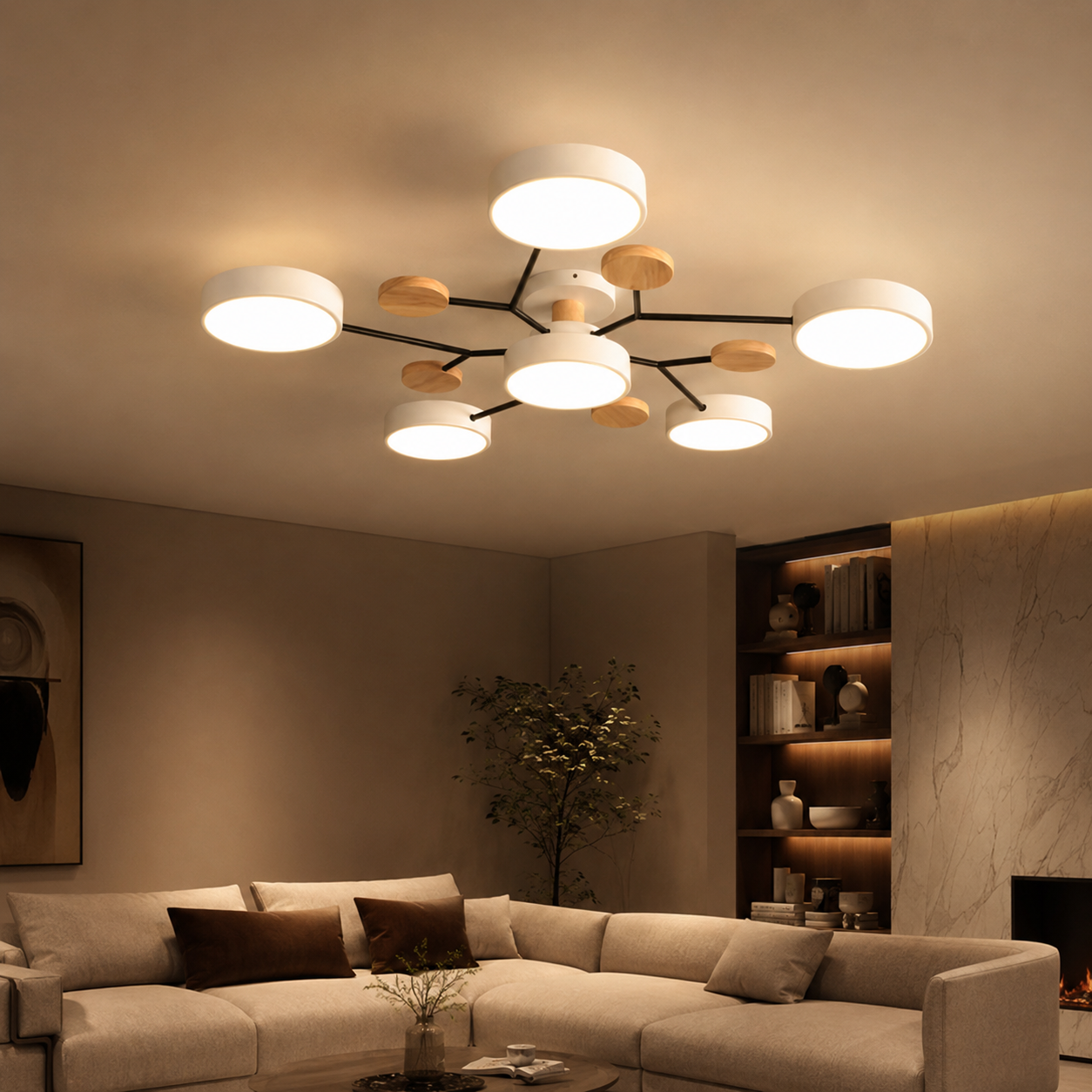 Modern LED Semi Flush Ceiling Light for Living Room | Lurexa