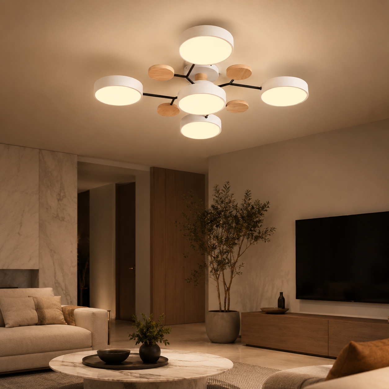 Modern LED Semi Flush Ceiling Light for Living Room | Lurexa
