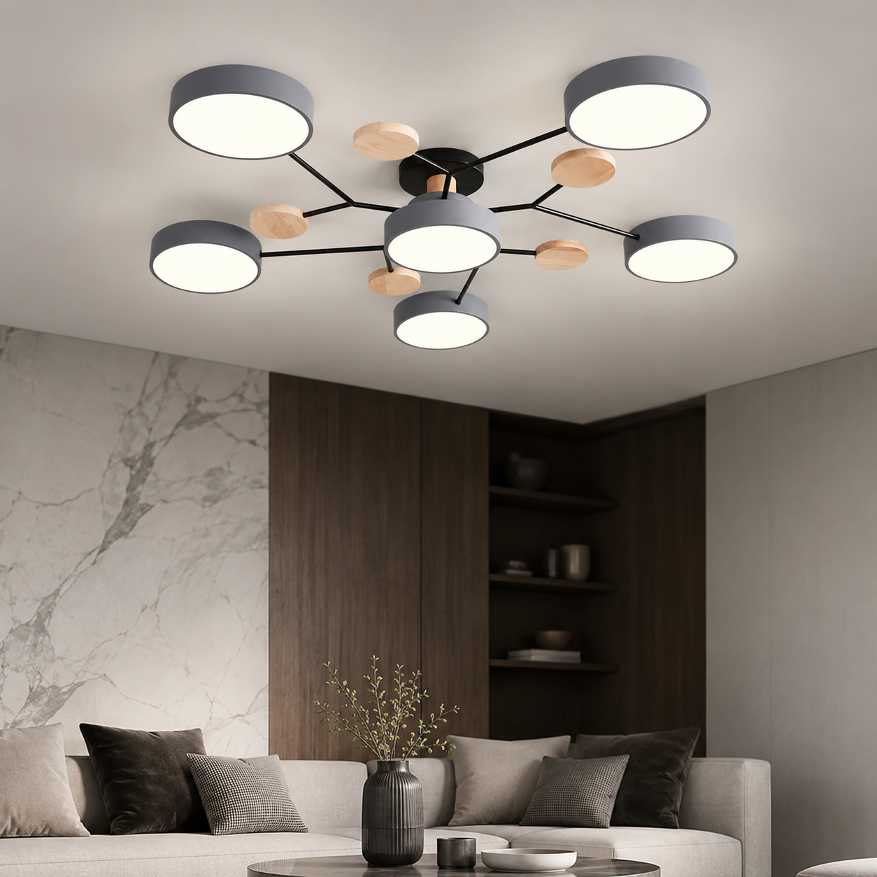 Modern LED Semi Flush Ceiling Light for Living Room | Lurexa