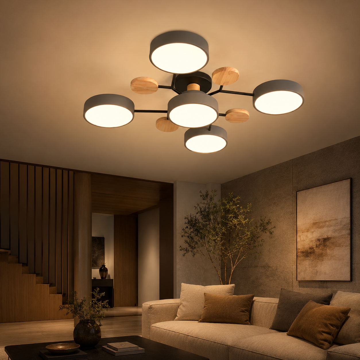 Modern LED Semi Flush Ceiling Light for Living Room | Lurexa