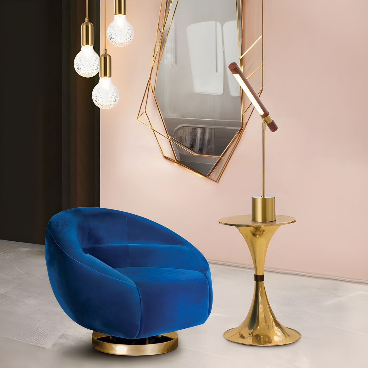 Modern LED Table Lamp Gold Metal Base White Shade | Loomina