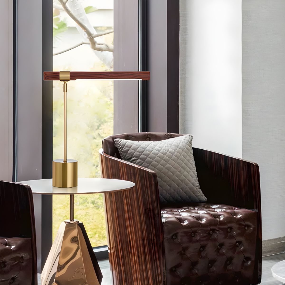 Modern LED Table Lamp Gold Metal Base White Shade | Loomina