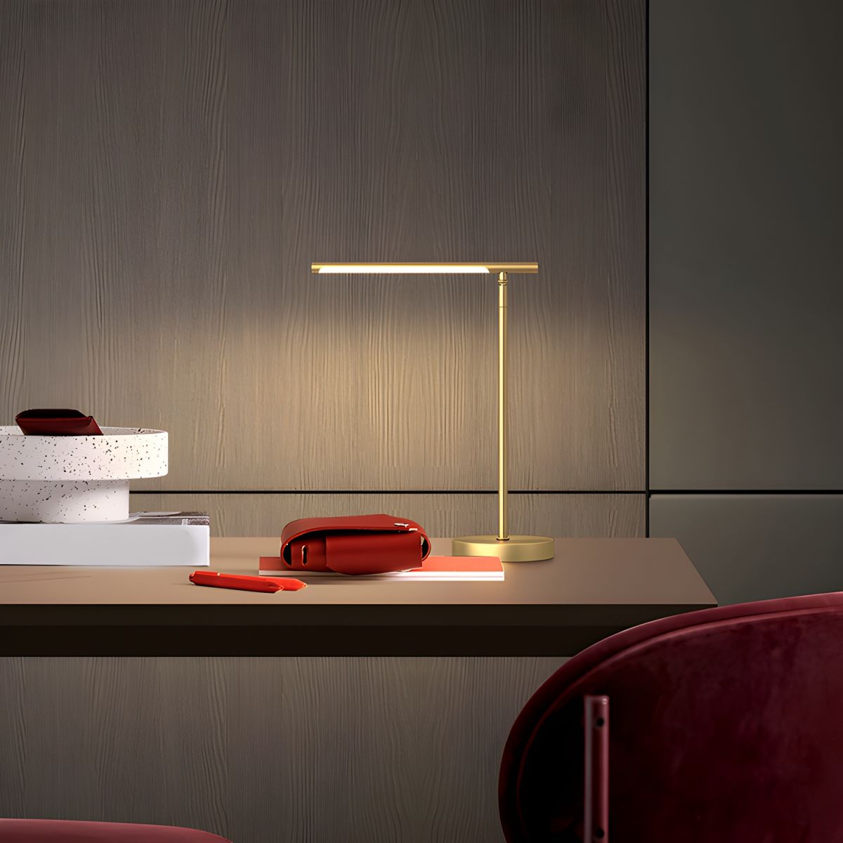 Modern LED Table Lamp with Linear Acrylic Shade | Porval