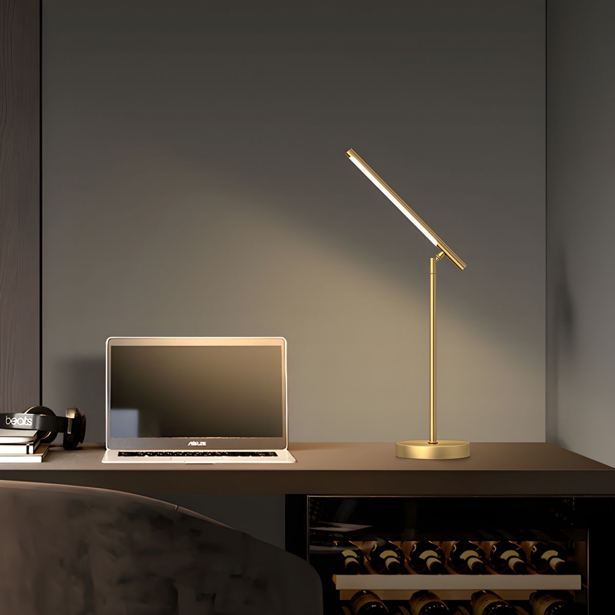Modern LED Table Lamp with Linear Acrylic Shade | Porval