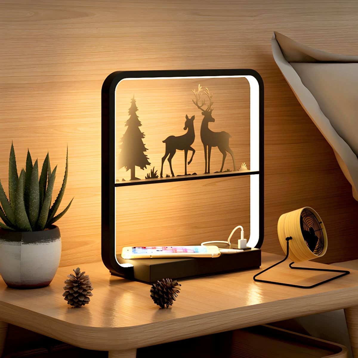 Modern LED Table Lamp with Wireless Charging | Lamura