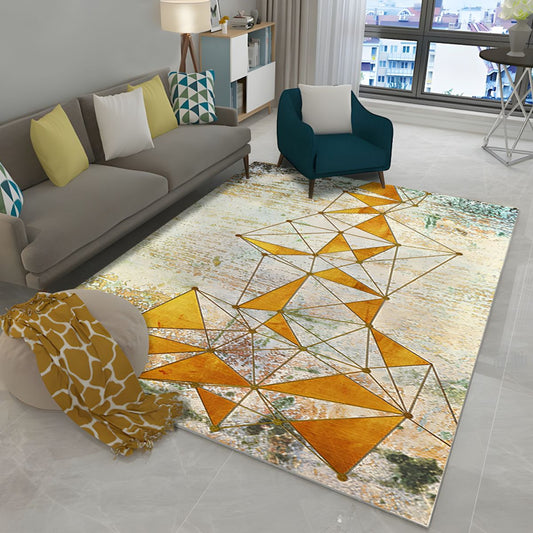 Modern Living Room Rug with Golden Geometric Design | Varelio