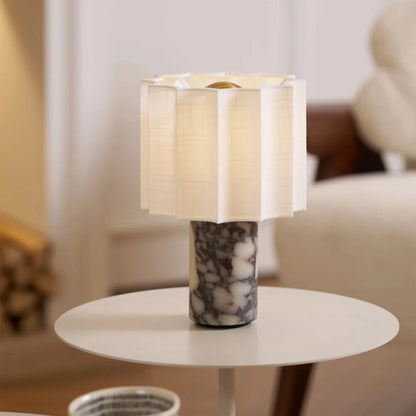 Modern Marble Base Table Lamp with Fabric Shade | Lumeris