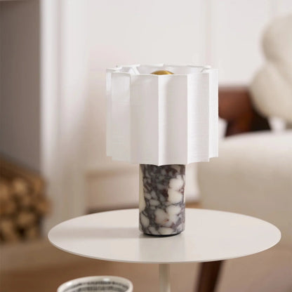 Modern Marble Base Table Lamp with Fabric Shade | Lumeris