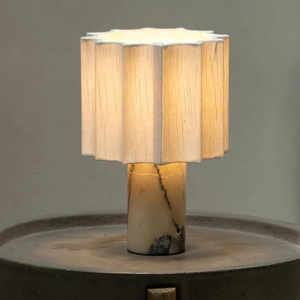 Modern Marble Base Table Lamp with Fabric Shade | Lumeris
