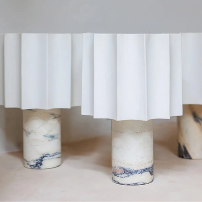 Modern Marble Base Table Lamp with Fabric Shade | Lumeris