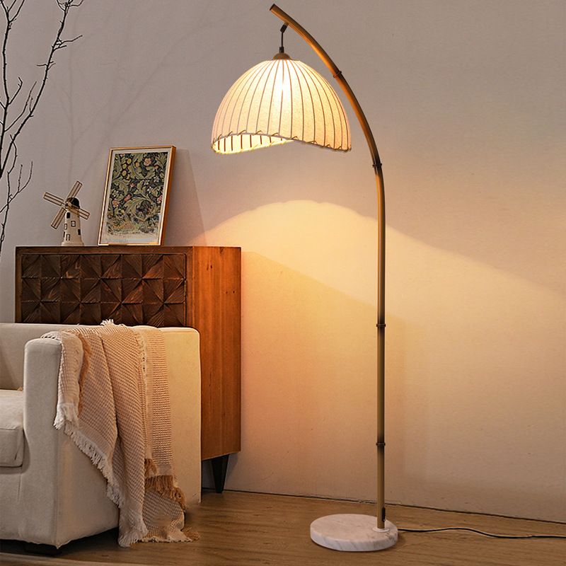 Modern Metal Arc Floor Lamp With Fabric Shade Lighting | Lanviro
