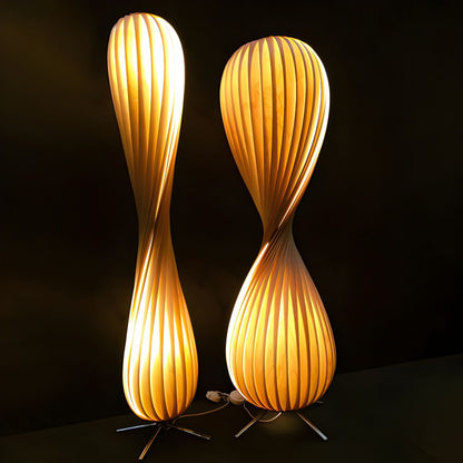 Modern Metal Floor Lamp With Wood Shade Linear Design | Cansora