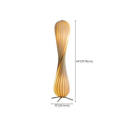 Modern Metal Floor Lamp With Wood Shade Linear Design | Cansora