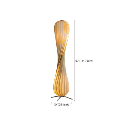 Modern Metal Floor Lamp With Wood Shade Linear Design | Cansora