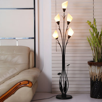 Modern Metal Floor Lamp with Acrylic Flower Shade | Noveska