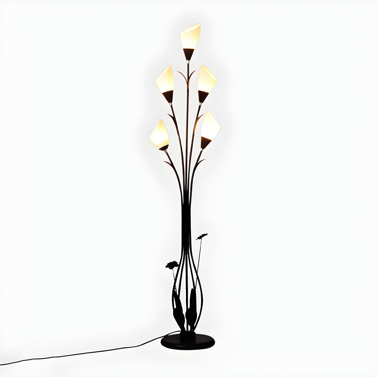 Modern Metal Floor Lamp with Acrylic Flower Shade | Noveska