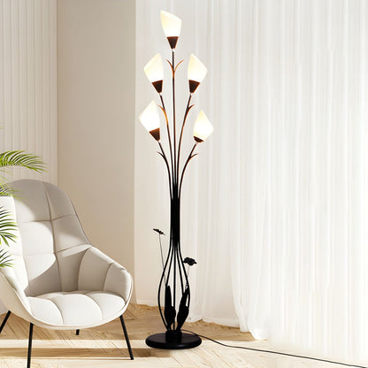 Modern Metal Floor Lamp with Acrylic Flower Shade | Noveska