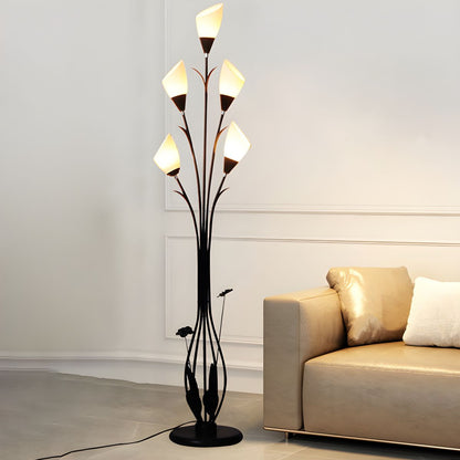Modern Metal Floor Lamp with Acrylic Flower Shade | Noveska