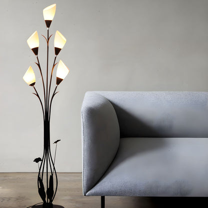 Modern Metal Floor Lamp with Acrylic Flower Shade | Noveska