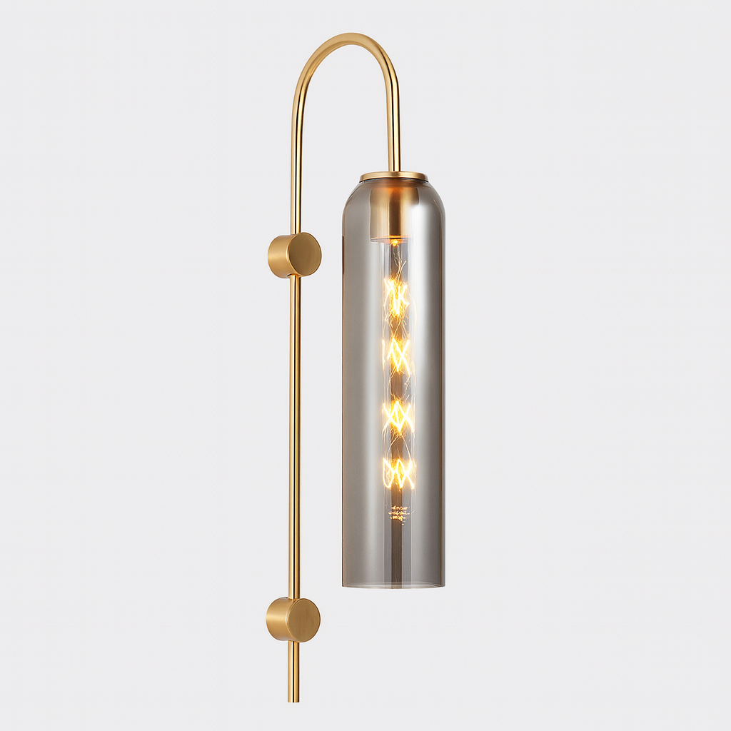 Modern Metal Gooseneck Wall Light with Glass Shade | Sconlux
