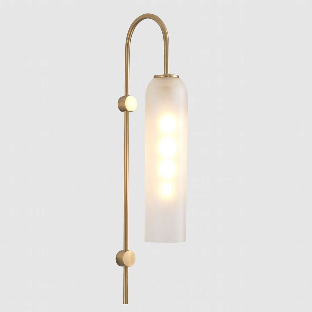 Modern Metal Gooseneck Wall Light with Glass Shade | Sconlux