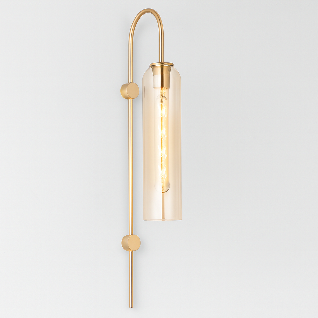 Modern Metal Gooseneck Wall Light with Glass Shade | Sconlux