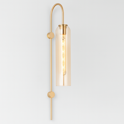 Modern Metal Gooseneck Wall Light with Glass Shade | Sconlux