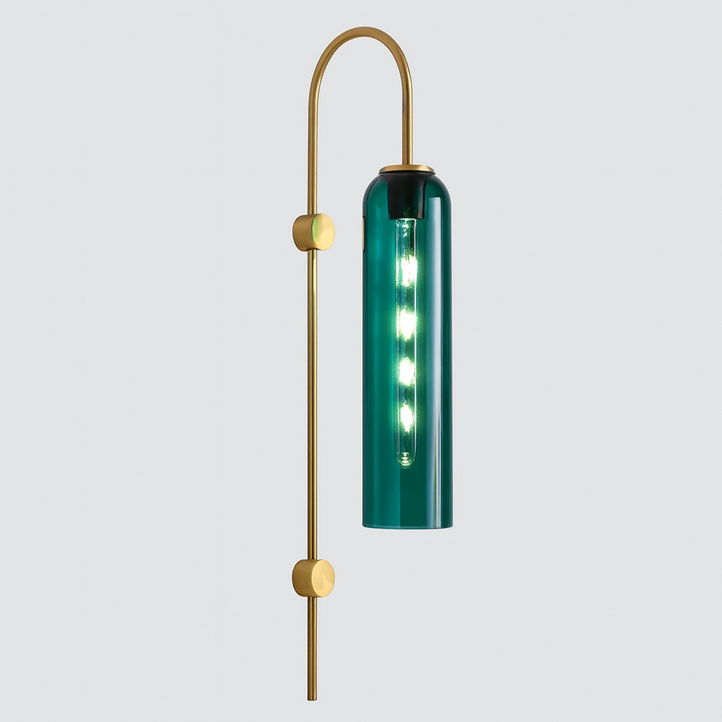 Modern Metal Gooseneck Wall Light with Glass Shade | Sconlux