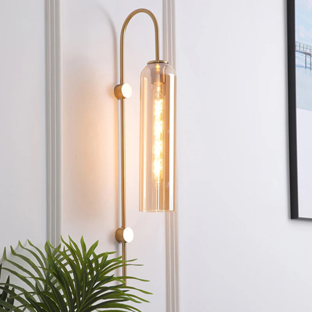 Modern Metal Gooseneck Wall Light with Glass Shade | Sconlux