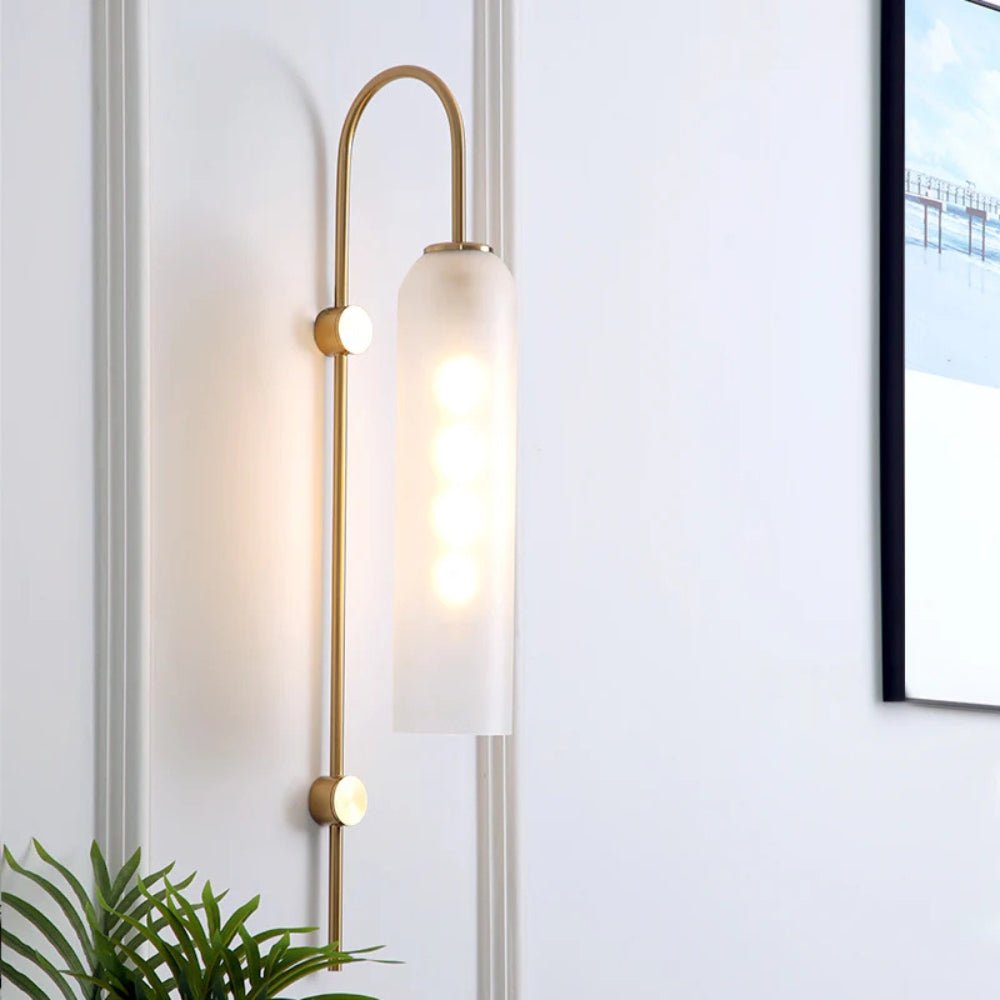 Modern Metal Gooseneck Wall Light with Glass Shade | Sconlux