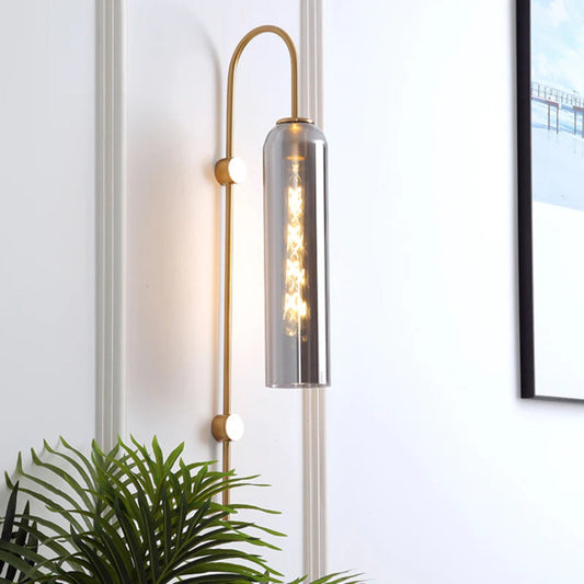 Modern Metal Gooseneck Wall Light with Glass Shade | Sconlux