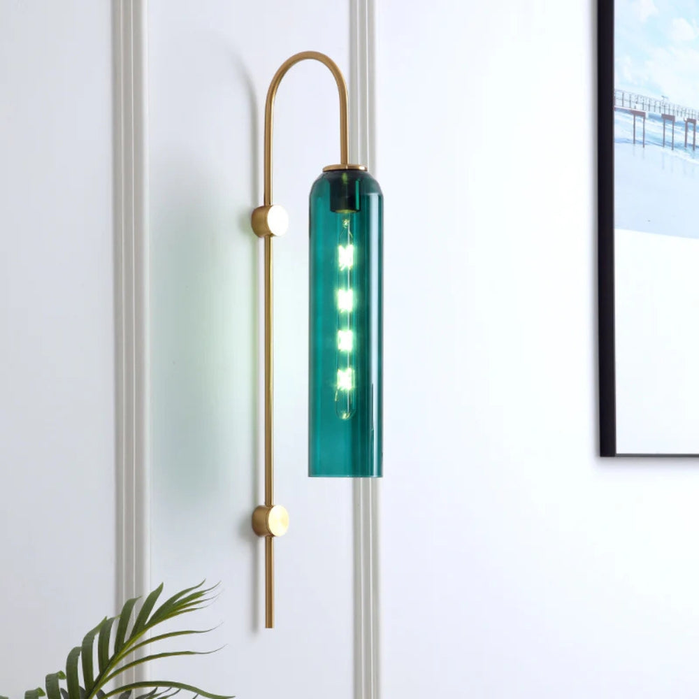 Modern Metal Gooseneck Wall Light with Glass Shade | Sconlux