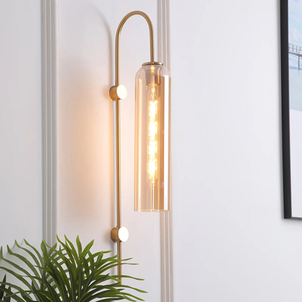 Modern Metal Gooseneck Wall Light with Glass Shade | Sconlux