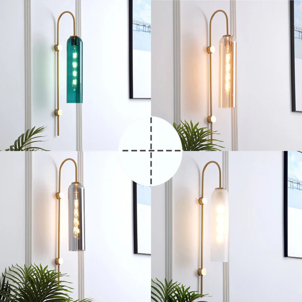 Modern Metal Gooseneck Wall Light with Glass Shade | Sconlux