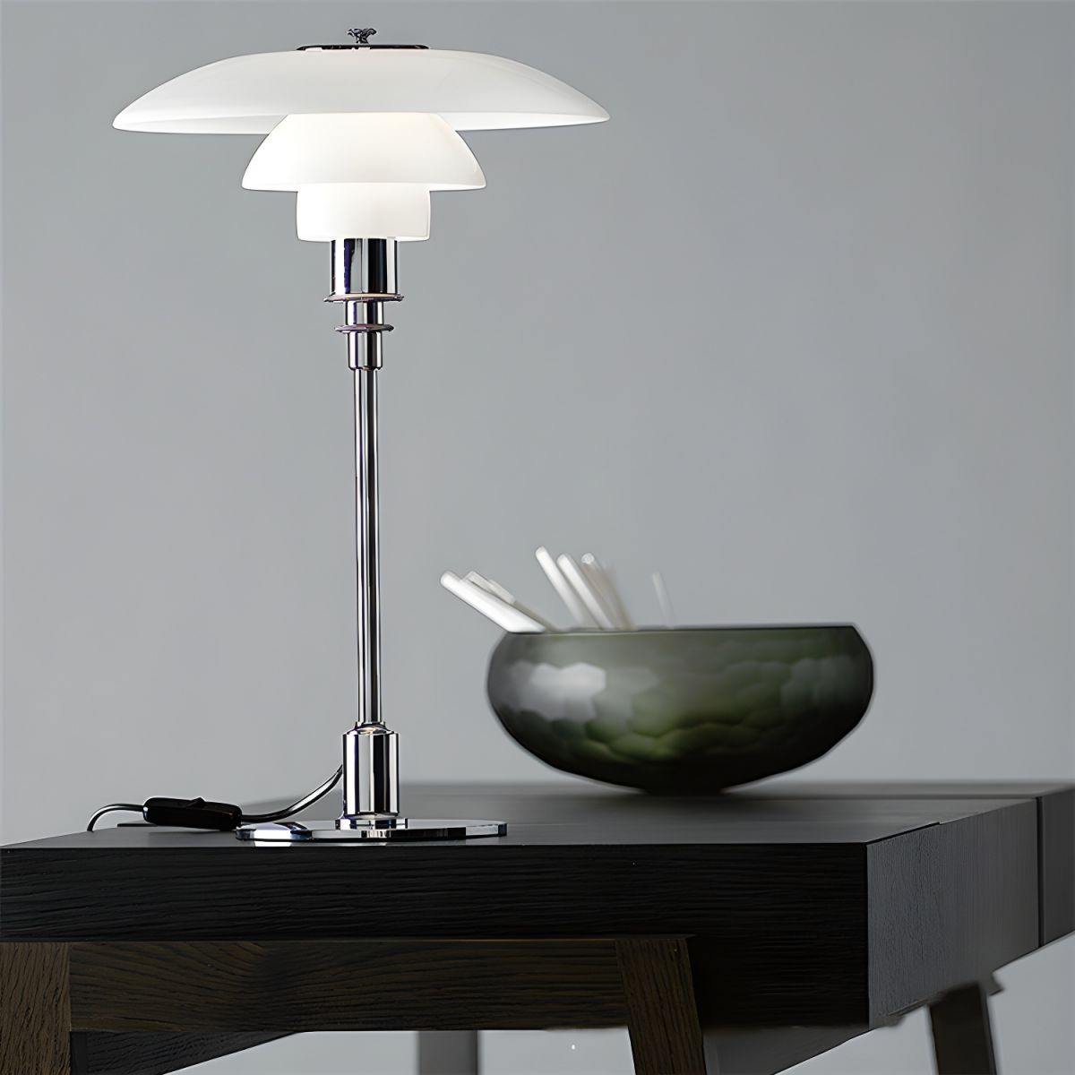 Modern Metal Table Lamp with Glass Shade | Arlamp